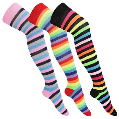 high knee socks with stripes